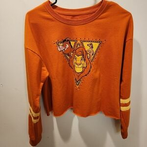 Disney The Lion King Orange  Crop Sweater size M